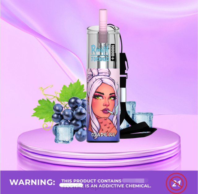 RandM Disposable Vape - RandM Tornado 10000 plus dispozitiv de vape pentru controlul fluxului de aer 1buc HXFL76 gheață de struguri