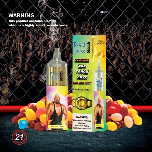 RandM Disposable Vape - RandM Tornado Dispozitiv de vape pentru controlul fluxului de aer 10000 1buc HXFL116 bomboane curcubeu