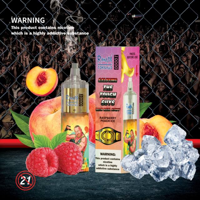 RandM Tornado Disposable Vape - RandM Tornado Dispozitiv de vape pentru controlul fluxului de aer 10000 1buc HXFL119 gheață de piersici cu zmeură