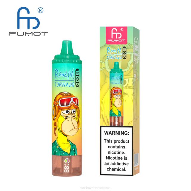 RandM Tornado Disposable Vape - Fumot RandM Tornado Dispozitiv de vape 15000 cu baterie și afișaj ejuice versiunea 1 HXFL19 măr acru