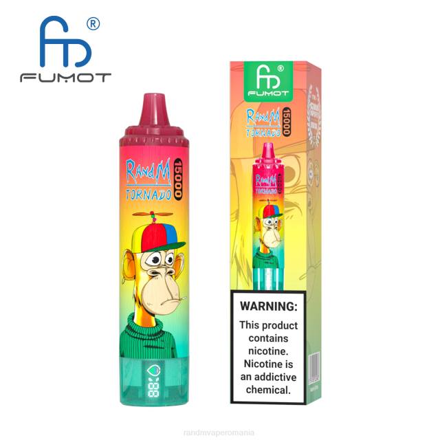 RandM Tornado Disposable Vape - Fumot RandM Tornado Dispozitiv de vape 15000 cu baterie și afișaj ejuice versiunea 1 HXFL19 măr acru