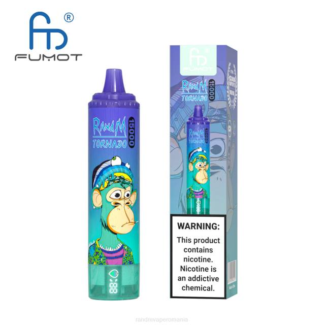 RandM Tornado Disposable Vape - Fumot RandM Tornado Dispozitiv de vape 15000 cu baterie și afișaj ejuice versiunea 1 HXFL19 măr acru