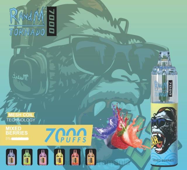 RandM Disposable Vape - RandM Tornado 7000 dispozitiv de vape pentru controlul fluxului de aer 1buc HXFL176 fructe de padure amestecate