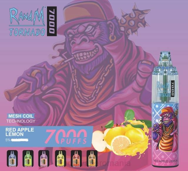 RandM Tornado Disposable Vape - RandM Tornado 7000 dispozitiv de vape pentru controlul fluxului de aer 1buc HXFL179 măr roșu lămâie