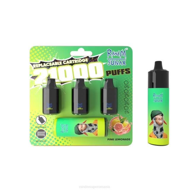 RandM Tornado Disposable Vape - RandM Sunax 21000 pod de control al fluxului de aer dispozitiv de vape înlocuibil 1buc HXFL269 limonadă roz