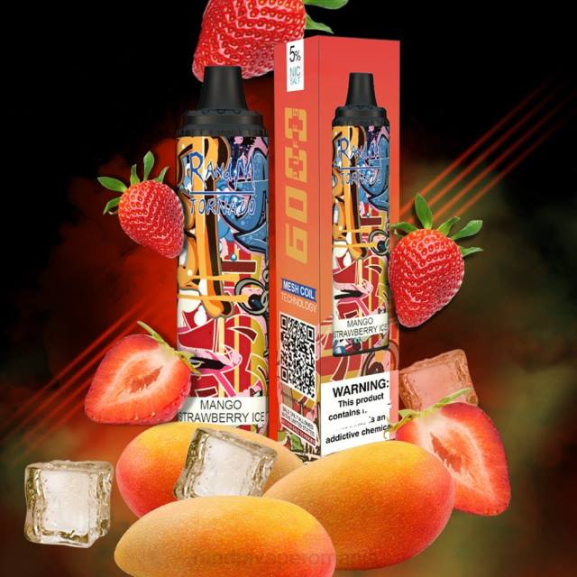 RandM Tornado Disposable Vape - RandM Tornado 6000 dispozitiv de control al fluxului de aer vape pod 1buc HXFL289 gheață de căpșuni de mango