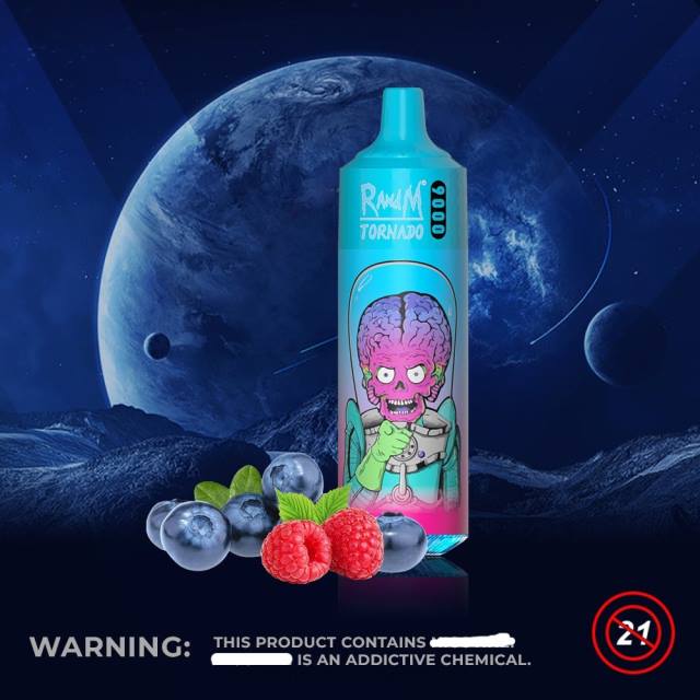 RandM Disposable Vape - RandM Tornado Dispozitiv 9000 vape pod 1 buc versiunea 1 HXFL126 afine zmeura