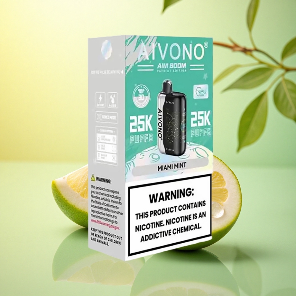 Aivono Aim Boom 25000 Puffs Bucurie de Mentă Miami cu 28ml E-Lichid și 650mAh