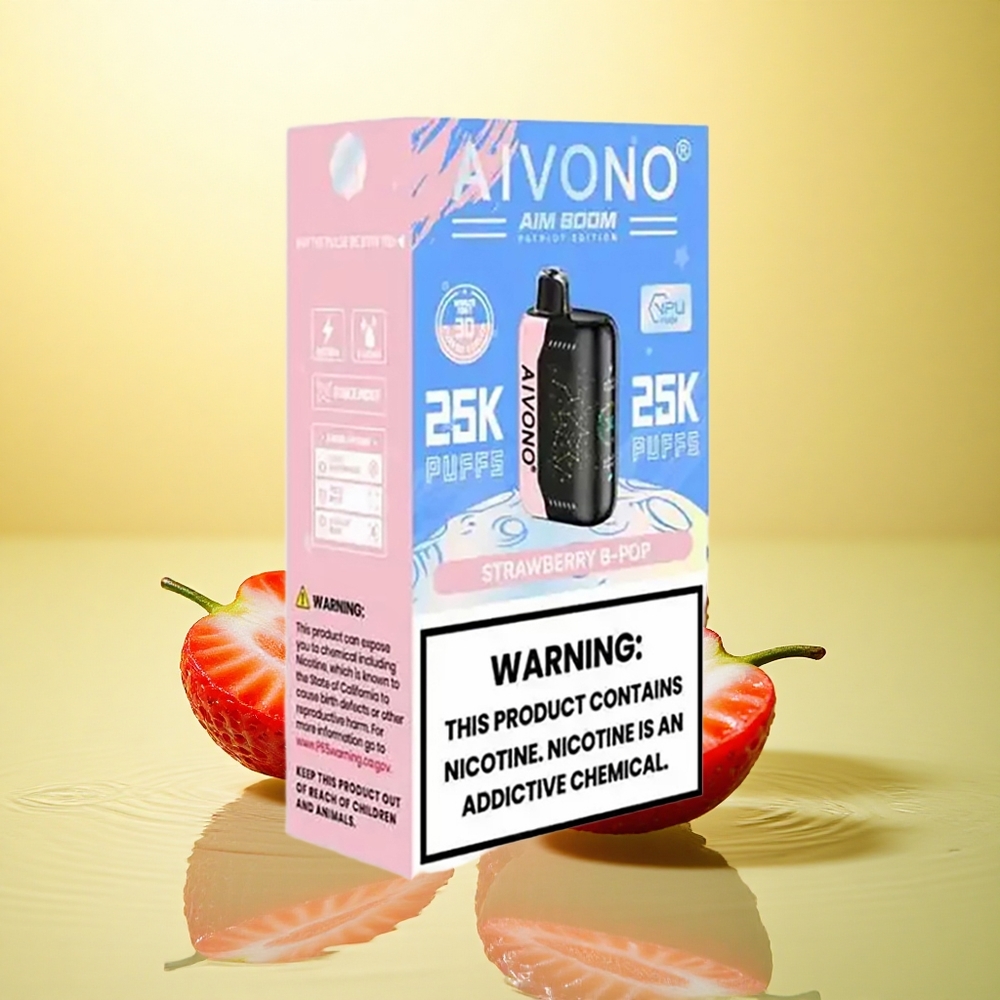 Aivono Aim Boom 25000 Puffs Căpșună B Pop cu Nicotină 5% și Baterie 650mAh