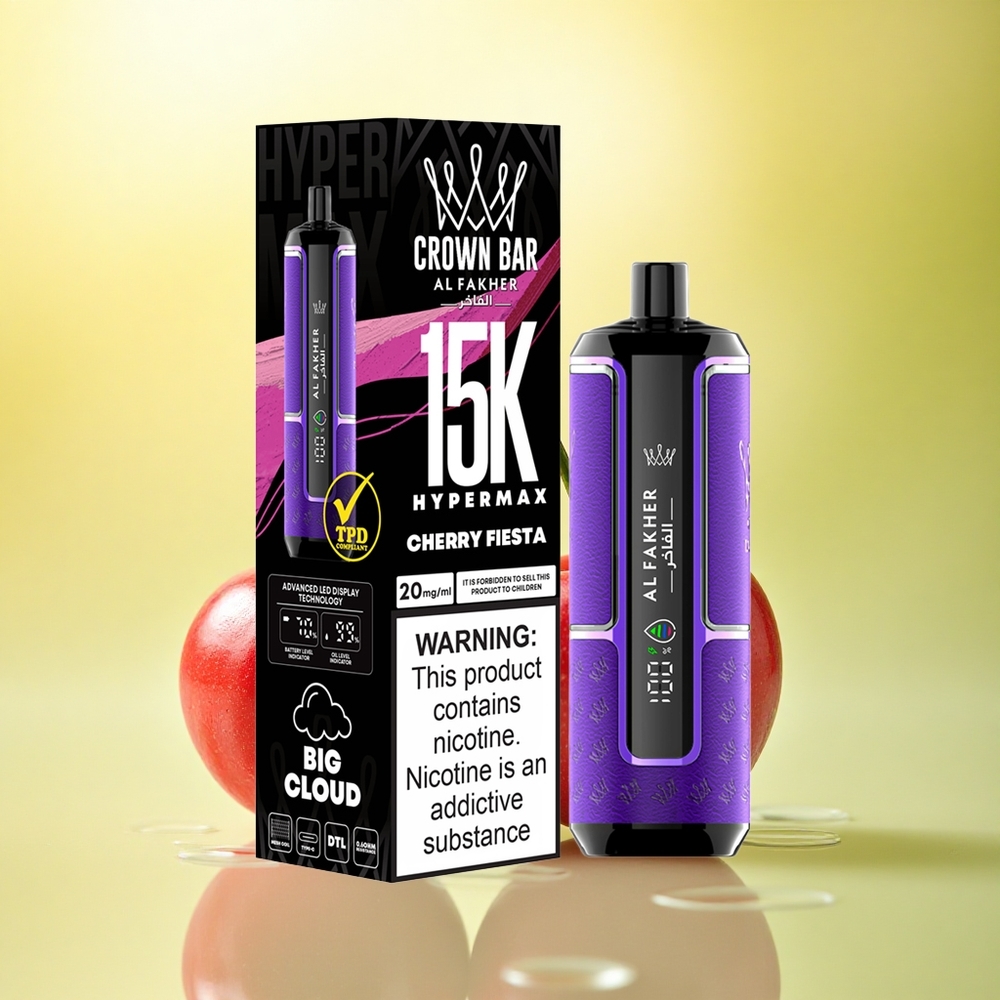 Al Fakher Crown Bar 15K Hypermax Fiesta Cireșelor cu 600mAh și 6mg Nicotină