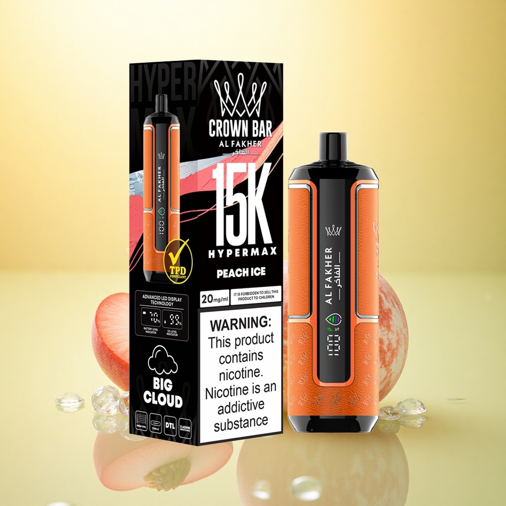 Al Fakher Crown Bar 15K Hypermax Piersic Gheață cu Nicotină 6mg/ml și Baterie 600mAh