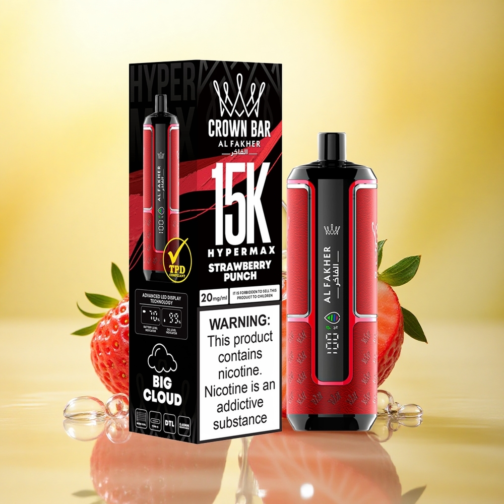 Al Fakher Crown Bar 15K Hypermax Pumn de Căpșuni cu Nicotină 6mg/ml și Baterie 600mAh