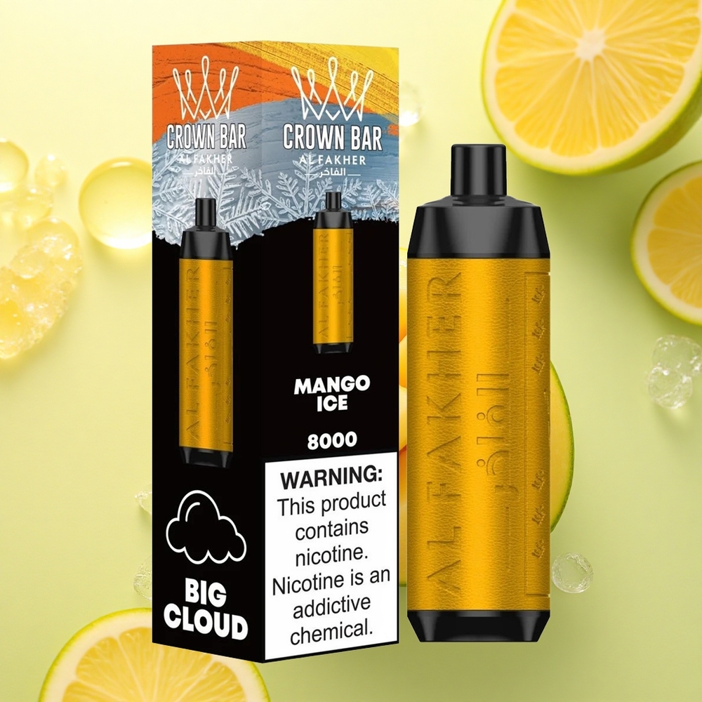 Al Fakher Crown Bar 8000 Crystal Gheață de Mango cu 5mg Nicotină și 600mAh Baterie