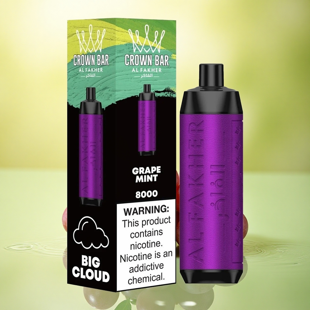 Al Fakher Crown Bar 8000 Crystal Mentă Struguri 600mAh 18ml Nicotină 5mg