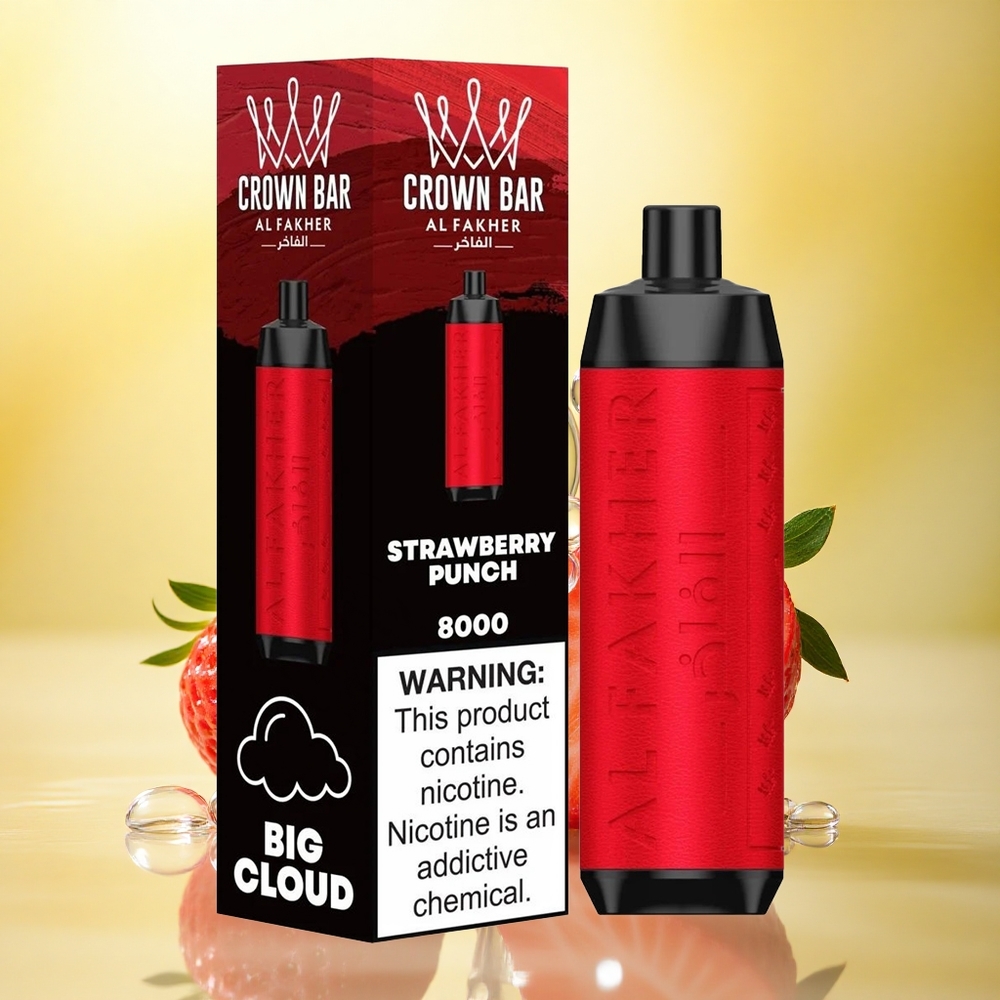 Al Fakher Crown Bar 8000 Crystal Pumni de Căpșuni cu 5mg Nicotină și 600mAh Baterie