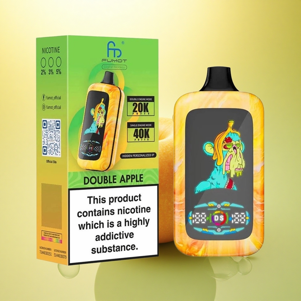 Fumot Digital Monkey 20000/40000 Puffs Măr Dublu cu Motor Dual și 850 mAh