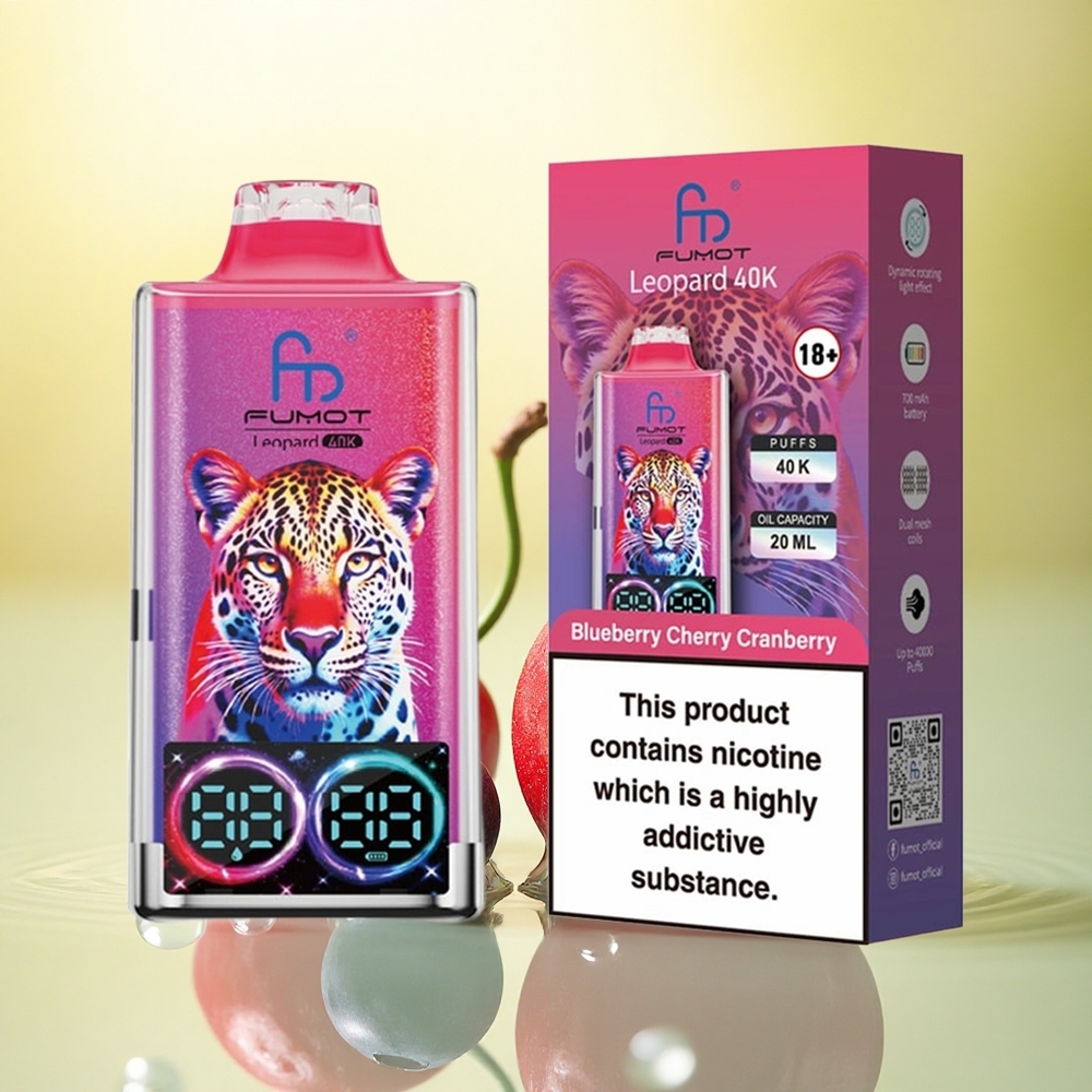 Fumot Leopard 40K Puffs Afine Mure Cireșe Coacăze 5% Nicotină 700mAh Dual Mesh