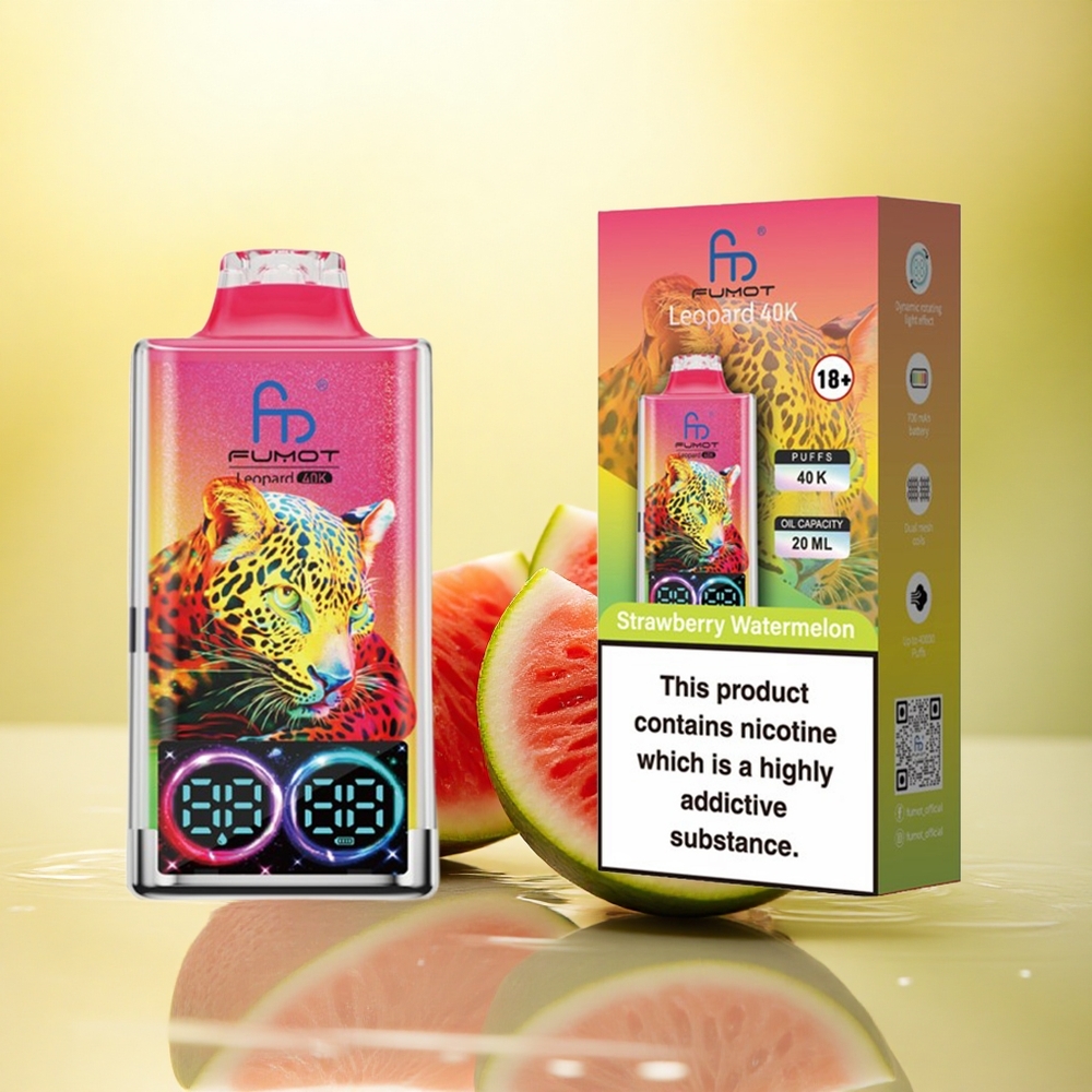 Fumot Leopard 40K Puffs Căpșună Pepene Verde 5% Nicotină 700mAh Dual Mesh