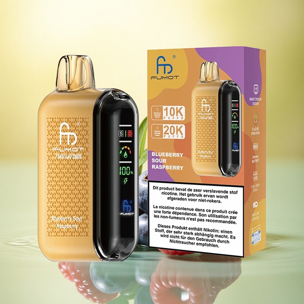Fumot Tornado 20000 Puffs Afine Acidulate Zmeură cu 20ml E-lichid și 850mAh