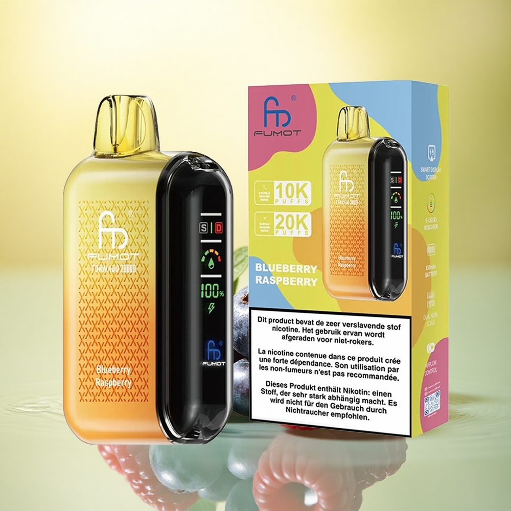 Fumot Tornado 20000 Puffs Afine Zmeură Dual Mesh 850mAh 2% Nicotină