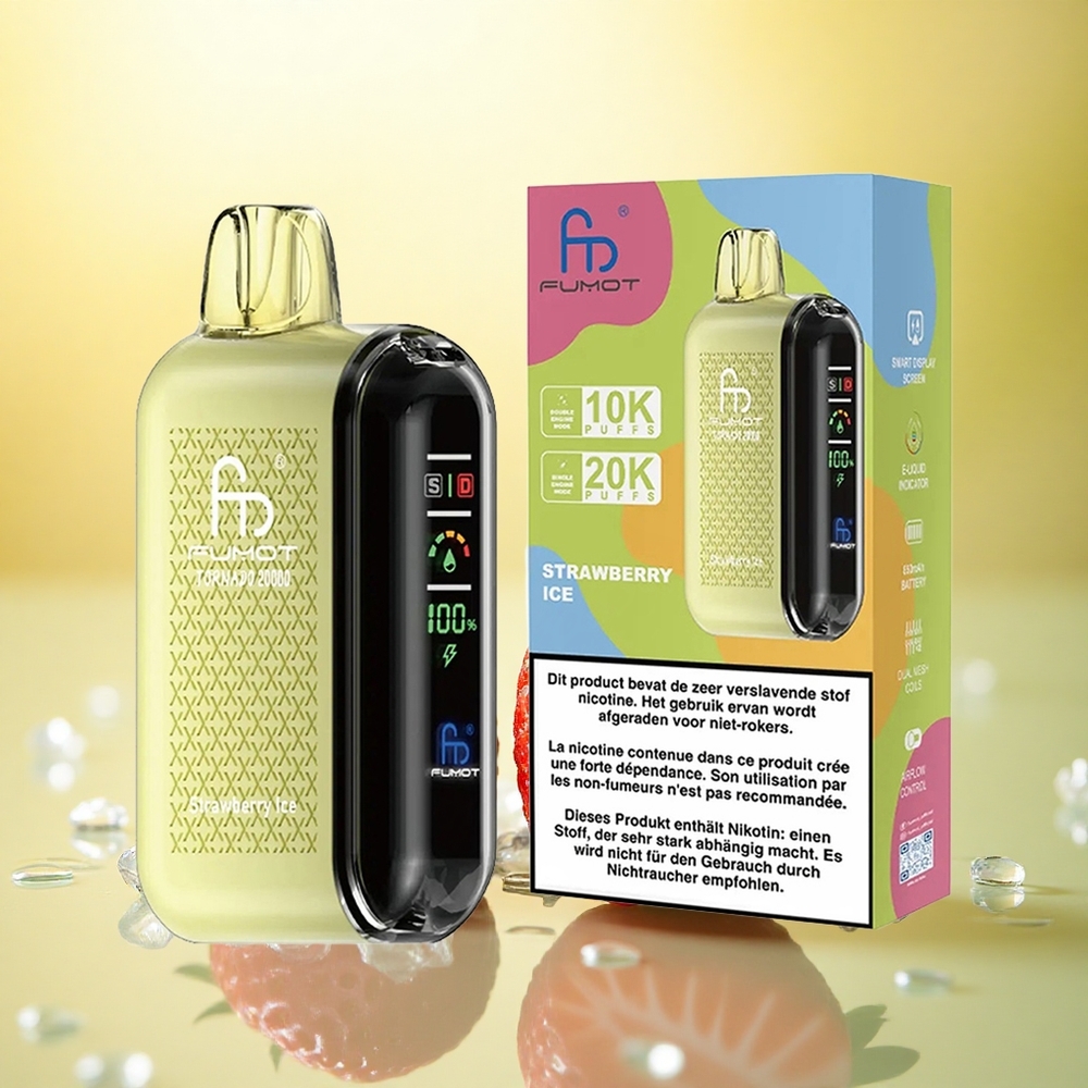 Fumot Tornado 20000 Puffs Căpșună Gheață cu 2% Nicotină și Baterie 850mAh