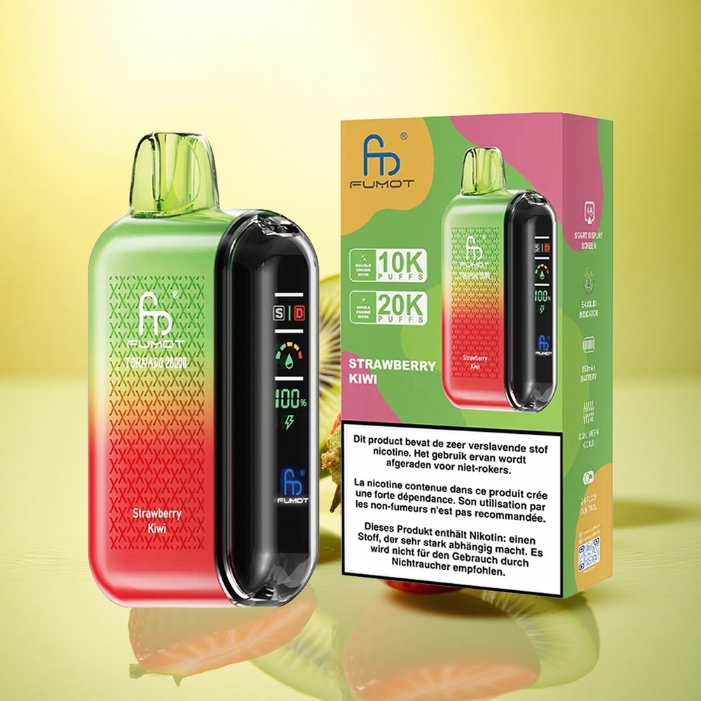 Fumot Tornado 20000 Puffs Capsuni Kiwi Dual Mesh 20ml 850mAh 2% Nicotină