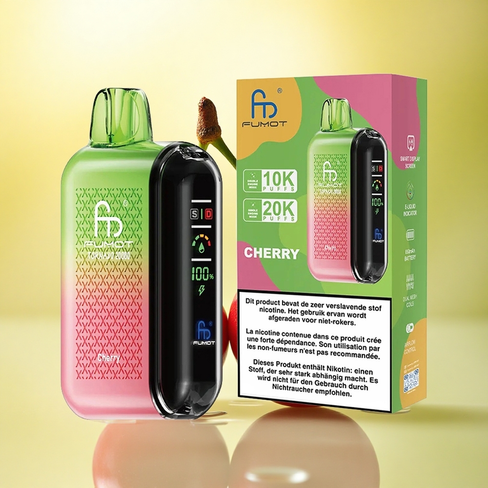 Fumot Tornado 20000 Puffs Cireș Dual Mesh Coil 20ml 850mAh Nicotină 2%