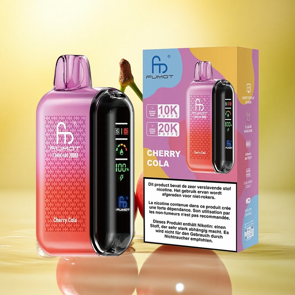 Fumot Tornado 20000 Puffs Cireșe Cola Cu Coil Dual Mesh și 850mAh