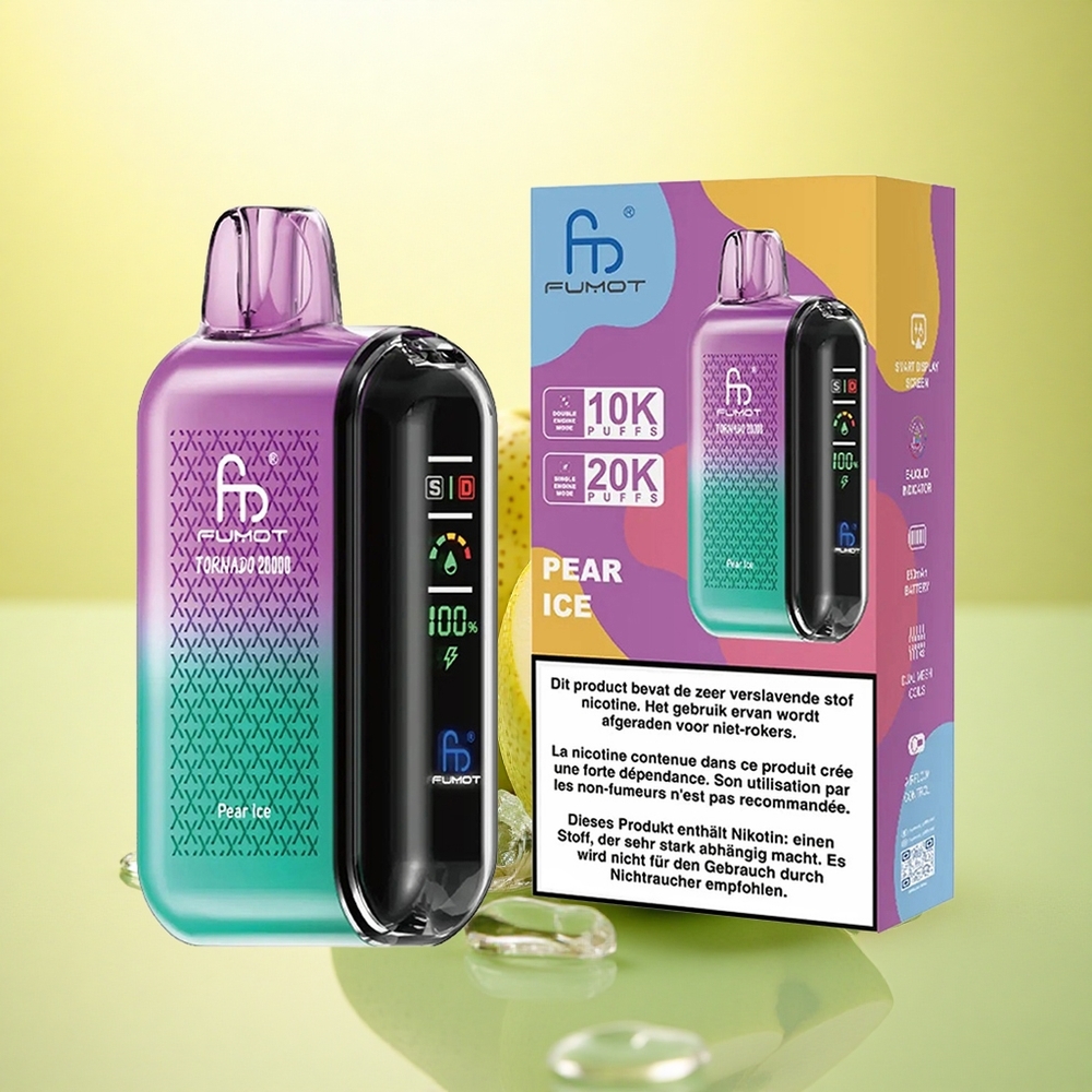 Fumot Tornado 20000 Puffs Păr Gheață cu Coil Dual și 850mAh
