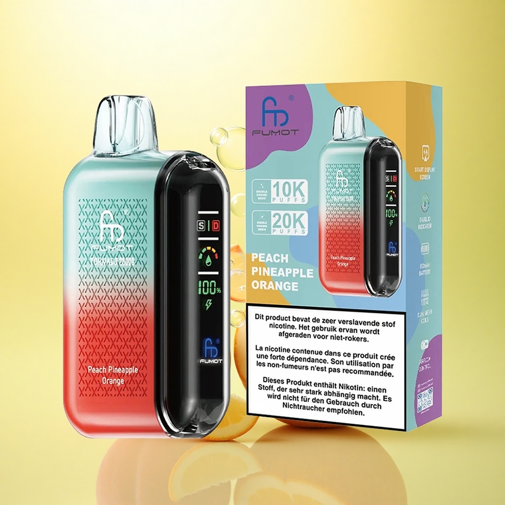 Fumot Tornado 20000 Puffs Piersic Ananas Portocal Dual Mesh 20ml 850mAh