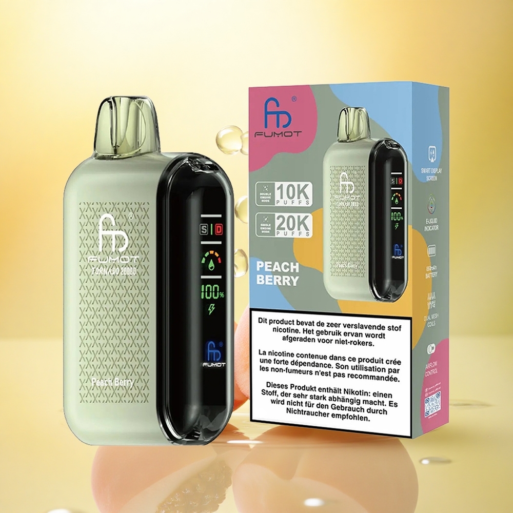 Fumot Tornado 20000 Puffs Piersic Berry Dual Mesh 850mAh