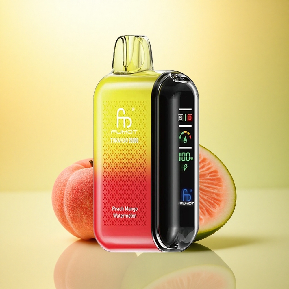 Fumot Tornado 20000 Puffs Piersic Mango Pepene Verde cu 2% Nicotină și Baterie 850mAh