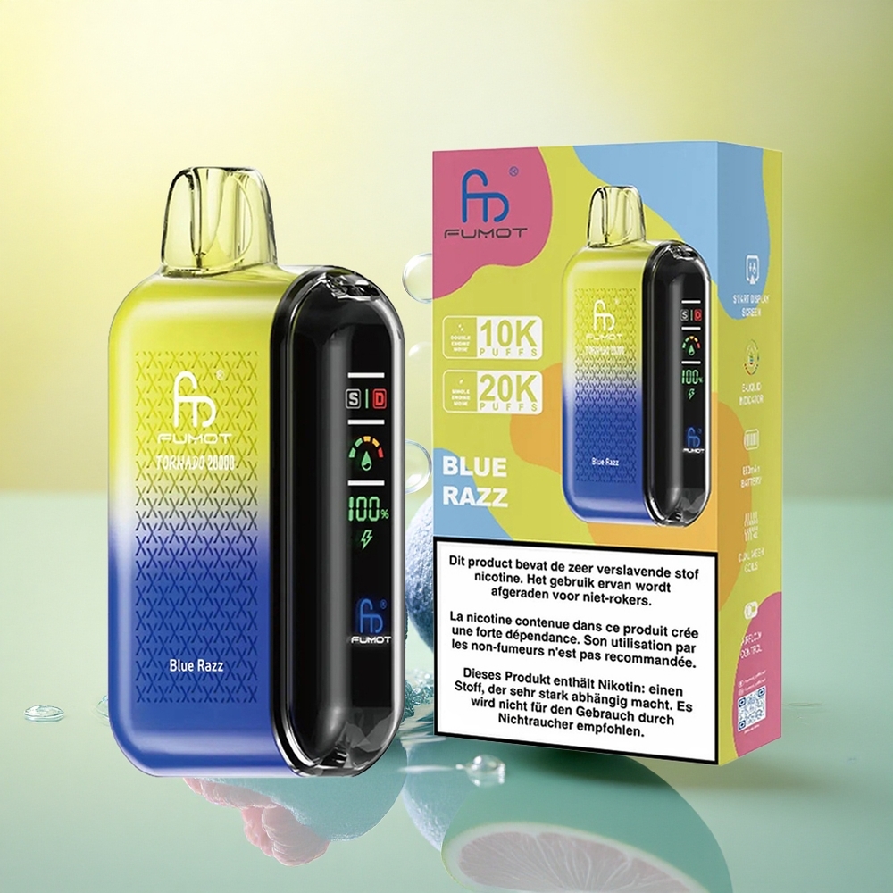Fumot Tornado 20000 Puffs Zmeura Albastră cu Dual Mesh și 850mAh
