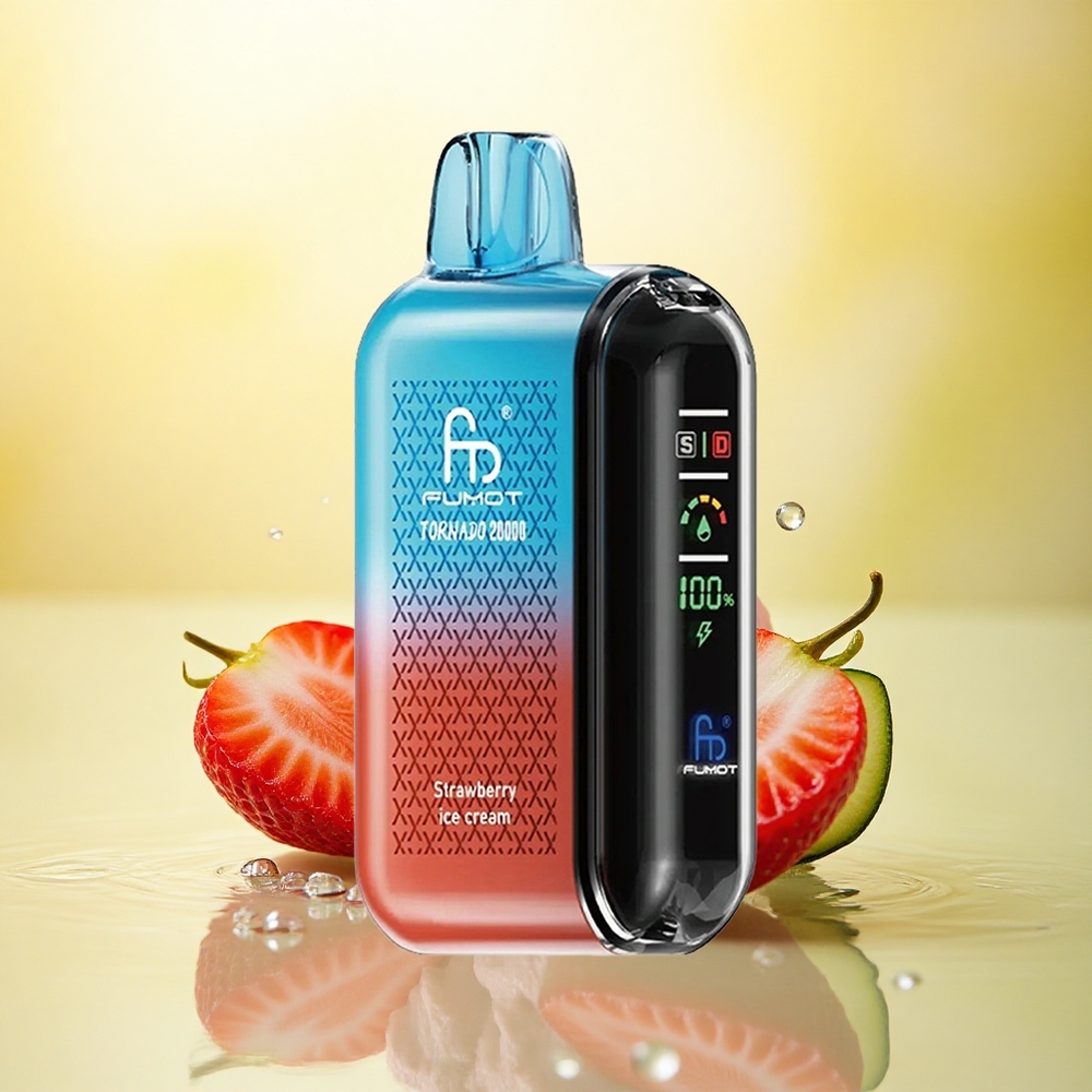 Fumot Tornado 20000 Puffs Înghețată de Căpșuni cu Nicotină 2% și Baterie 850mAh
