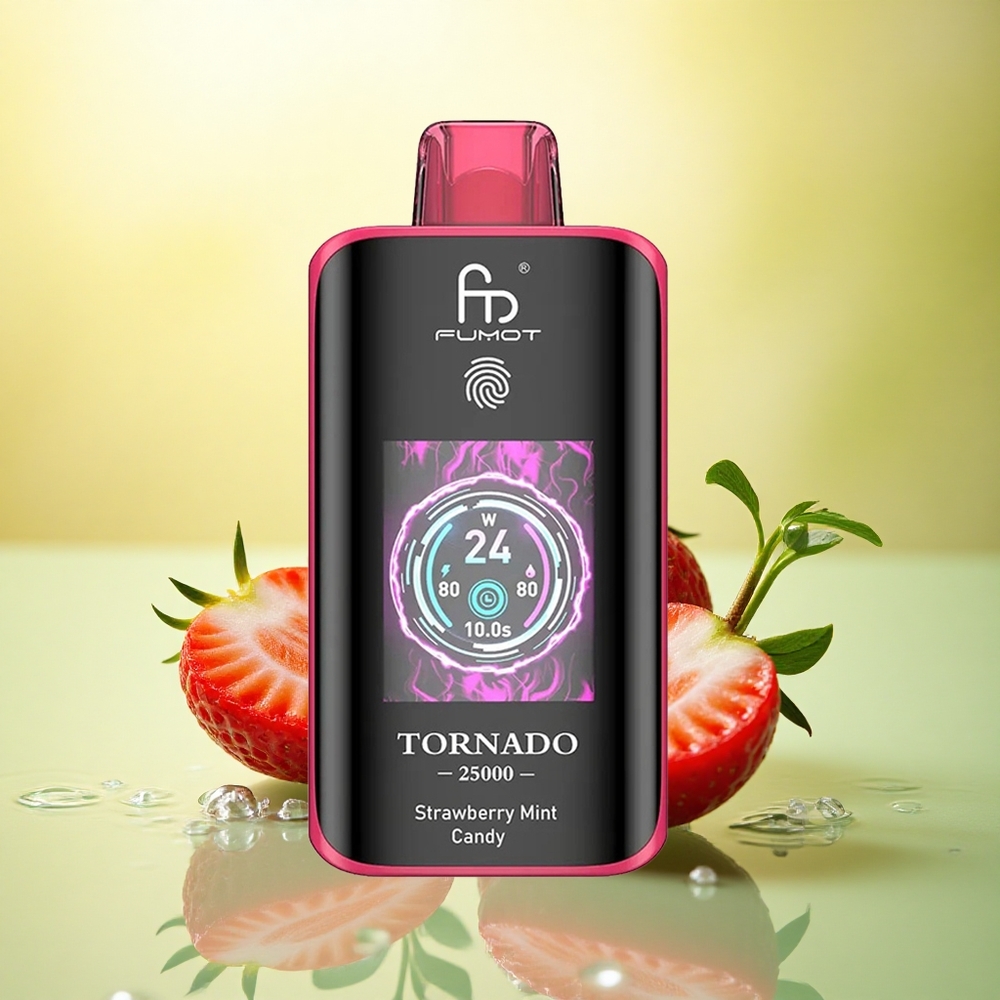 Fumot Tornado 25000 Puffs Bomboană Căpșune Mentă cu Nicotină 5% și Baterie 700mAh Fumot Tornado 25000 Puffs Bomboană Căpșune Mentă cu Nicotină 5% și Baterie 700mAh