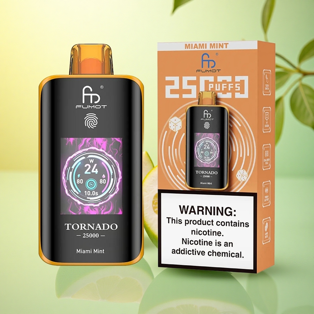Fumot Tornado 25000 Puffs București Mentă cu Ecran HD și Baterie 700mAh
