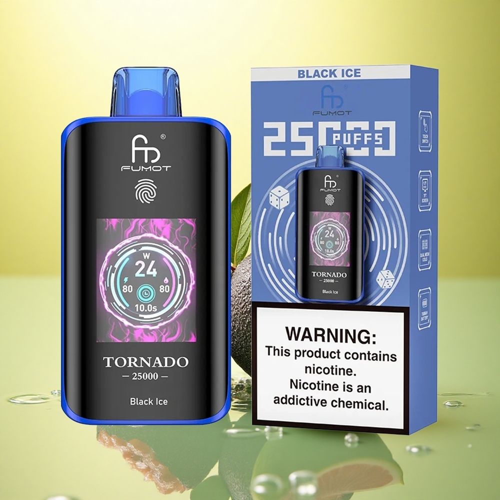 Fumot Tornado 25000 Puffs Gheață Neagră 700mAh 20ml Nicotină 0/2%/3%/5%