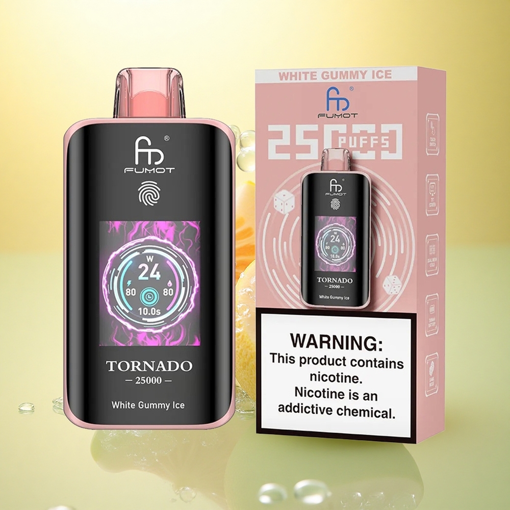 Fumot Tornado 25000 Puffs Gumă Albă de Gheață cu 700mAh și 20ml Lichid Pre-umplut