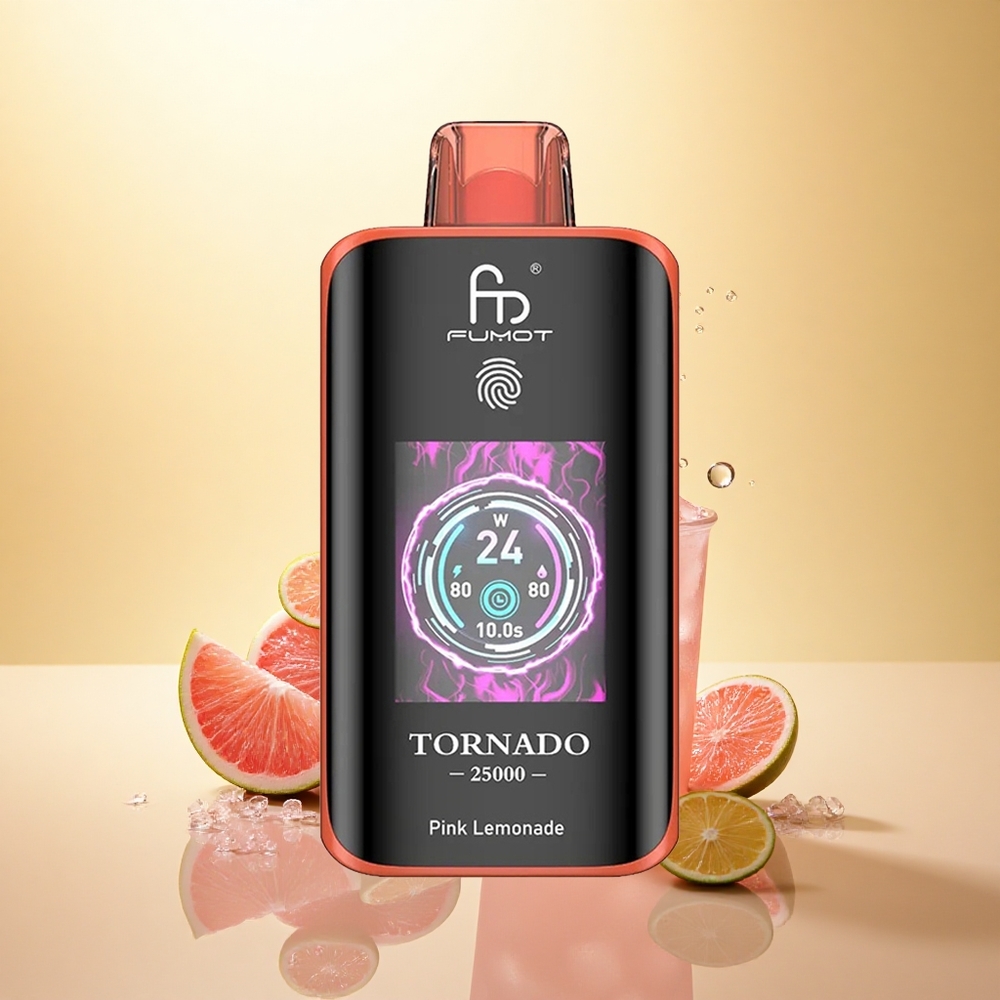 Fumot Tornado 25000 Puffs Limonadă Roz cu Ecran HD și Baterie 700mAh