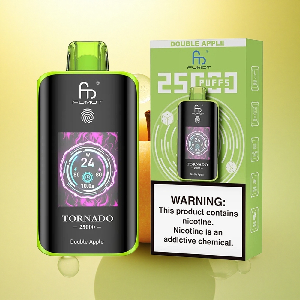Fumot Tornado 25000 Puffs Măr dublu cu Baterie 700mAh și Nicotină 5%