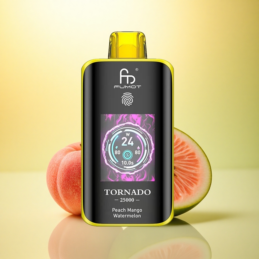 Fumot Tornado 25000 Puffs Piersic Mango Pepene Verde cu 20ml Lichid Pre-umplut și 700mAh Baterie Reîncărcabilă