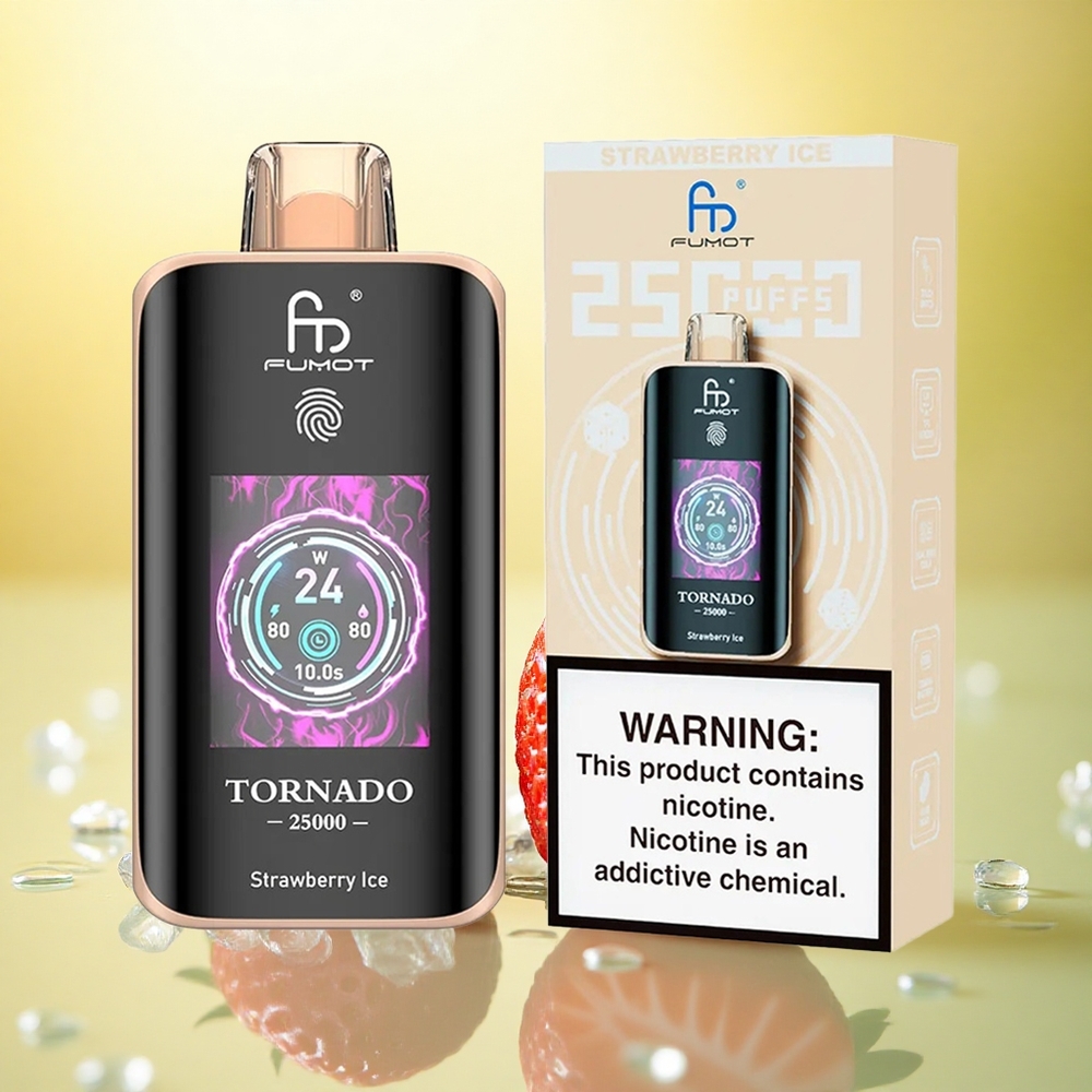 Fumot Tornado 25000 Puffs Înghețată de Căpșuni cu 5% Nicotină, 700mAh, 20ml