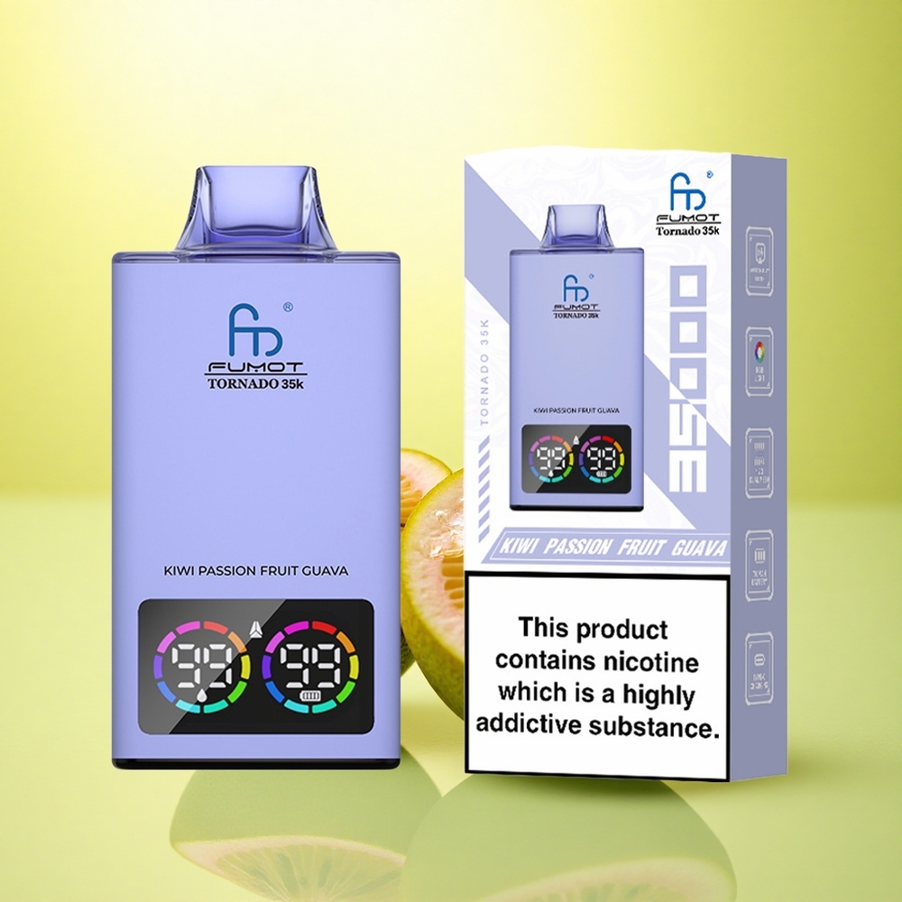 Fumot Tornado 35000 Puffs Kiwi Mango Guava cu Baterie 700 mAh și Dual Mesh Coil
