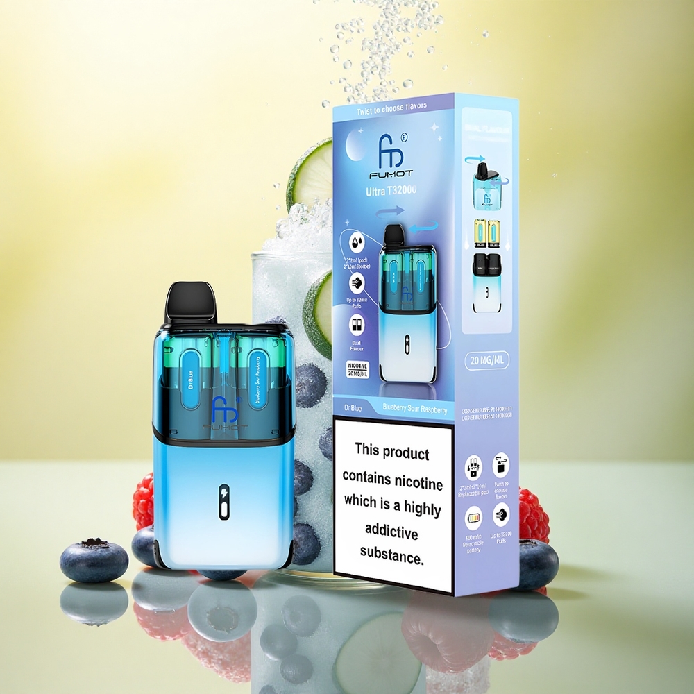 Fumot Ultra T32000 Puffs Dr Albastru - Afine Acru Zmeură cu 20mg Nicotină și 800mAh