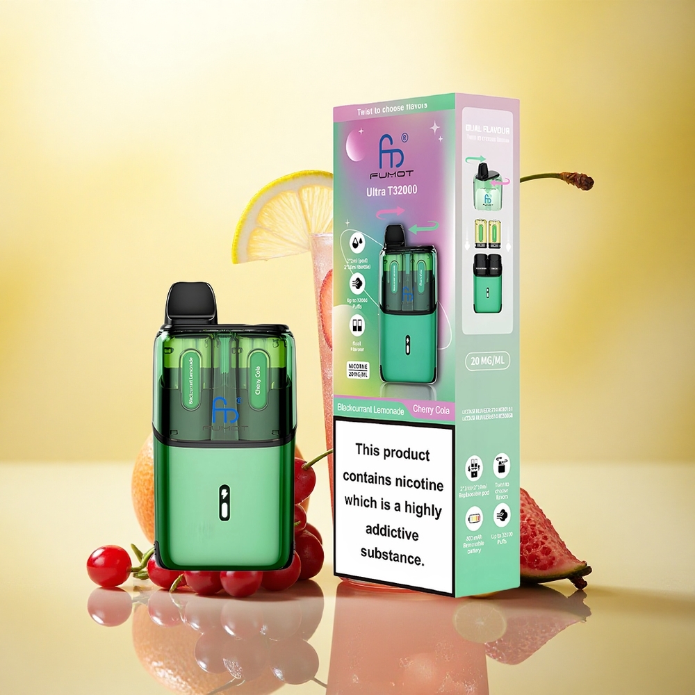 Fumot Ultra T32000 Puffs Limonadă de Coacăză Negru - Colă de Cireșe cu Nicotină 20mg și Baterie 800mAh