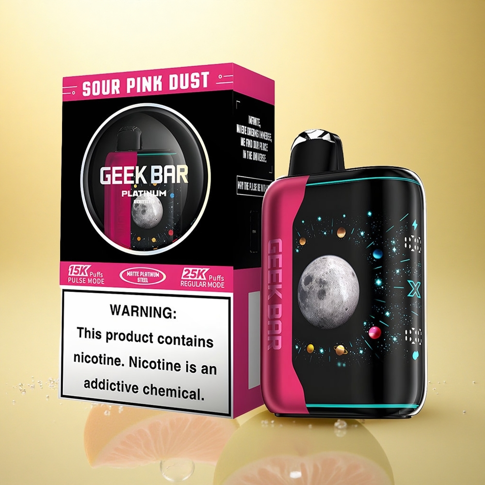 GEEK BAR Platinum Edition 25000 Puffs Praf Roz Acru cu 20mL E-Liquid și 2% Nicotină