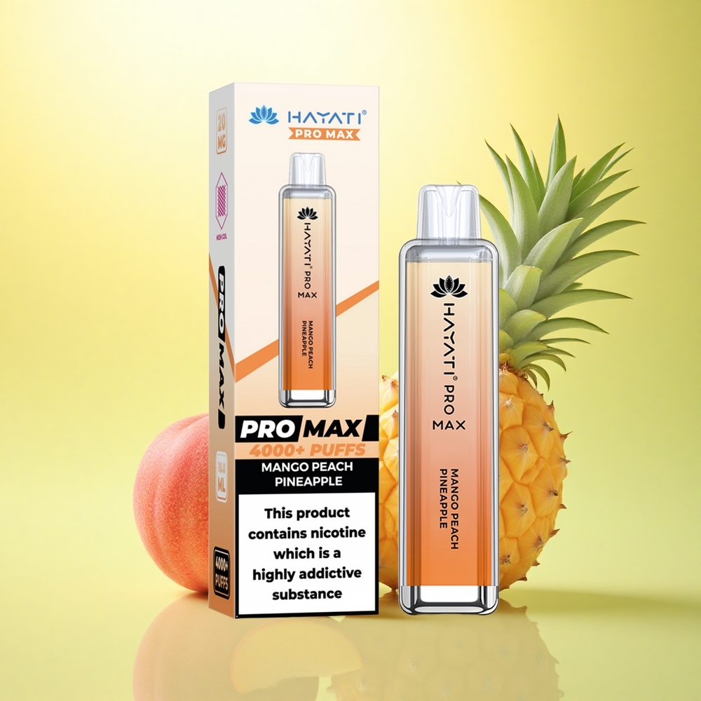 Hayati Pro Max 4000 Puffs Ananas piersică mango cu 2% nicotină și baterie 1400mAh