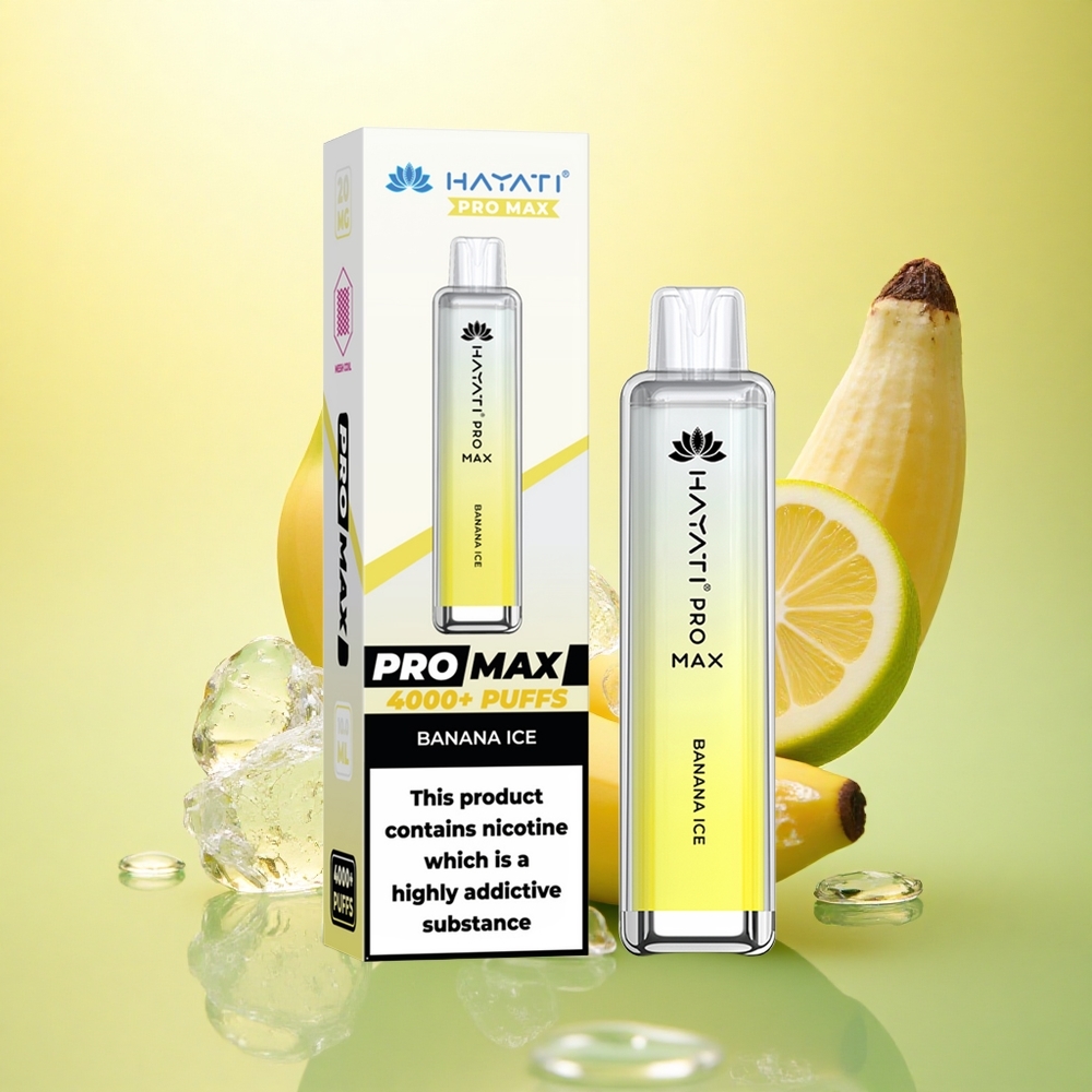 Hayati Pro Max 4000 Puffs Banana Gheață 1400mAh 2ml Reîncărcabil