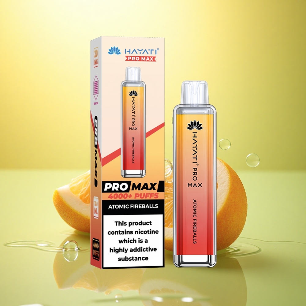 Hayati Pro Max 4000 Puffs Bile de Foc Atomice cu 2ml Reîncărcabil și 1400mAh