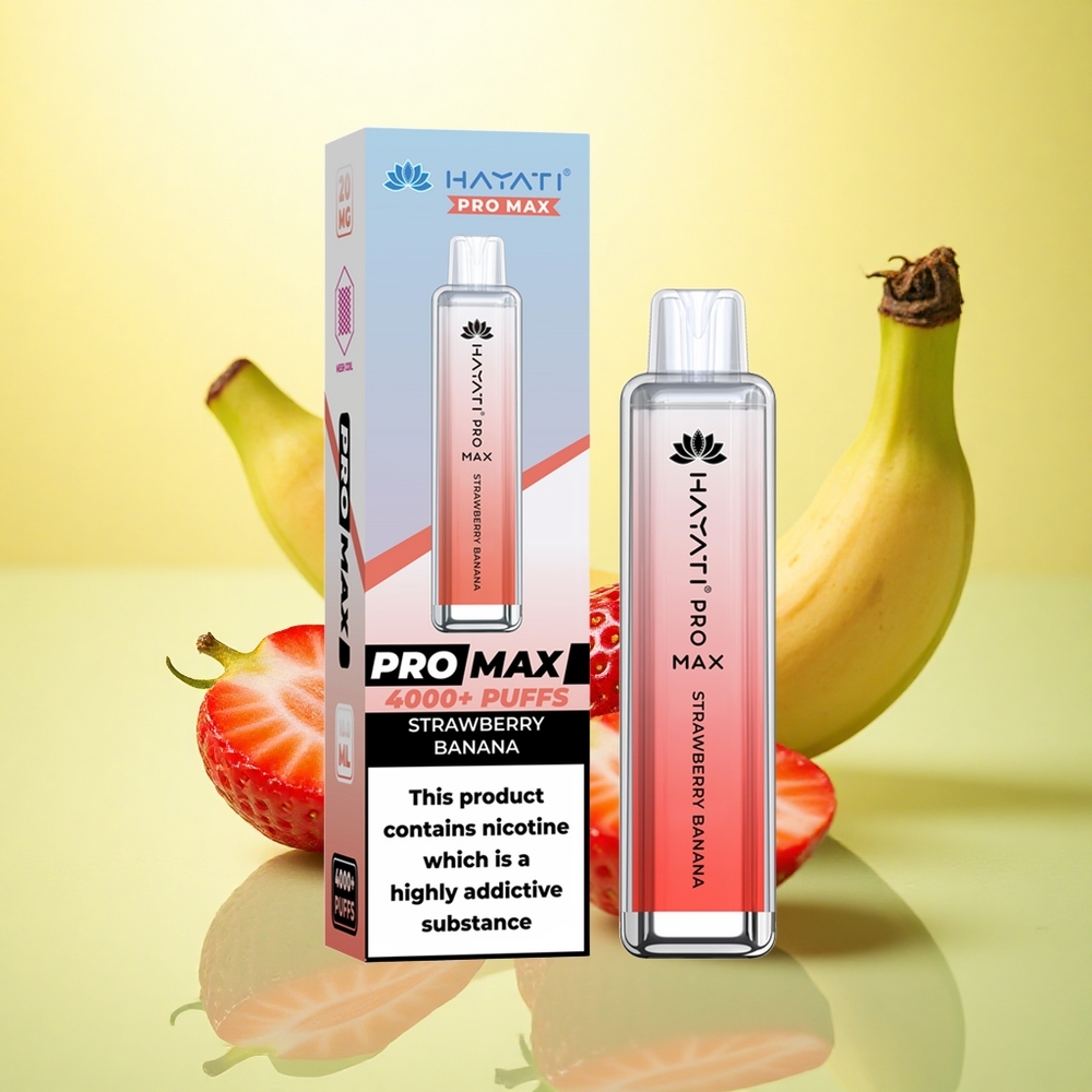 Hayati Pro Max 4000 Puffs Căpșuni Banană 5% Nicotin 1400mAh